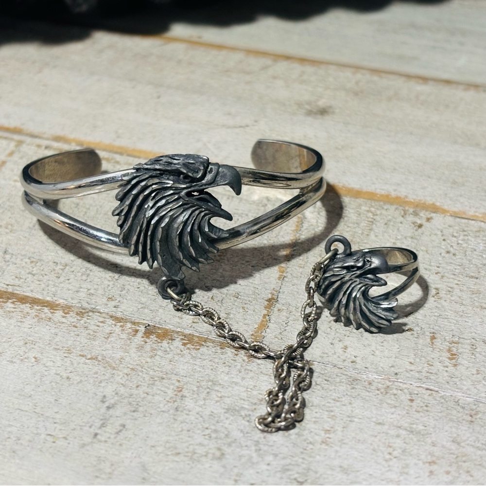 Vintage❤️1995 Signed EJC Eagle Bracelet & Ring